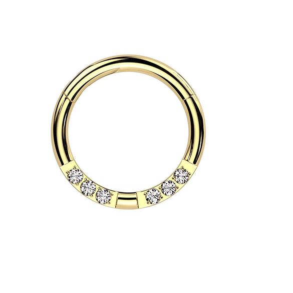 Wholesale Nose Ring G23 Titanium Geometric Style Set With Diamonds