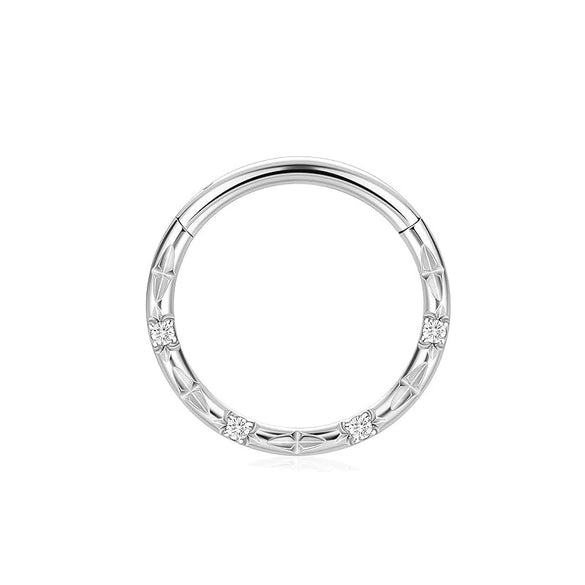 Wholesale Nose Ring G23 Titanium Geometric Style Set With Diamonds
