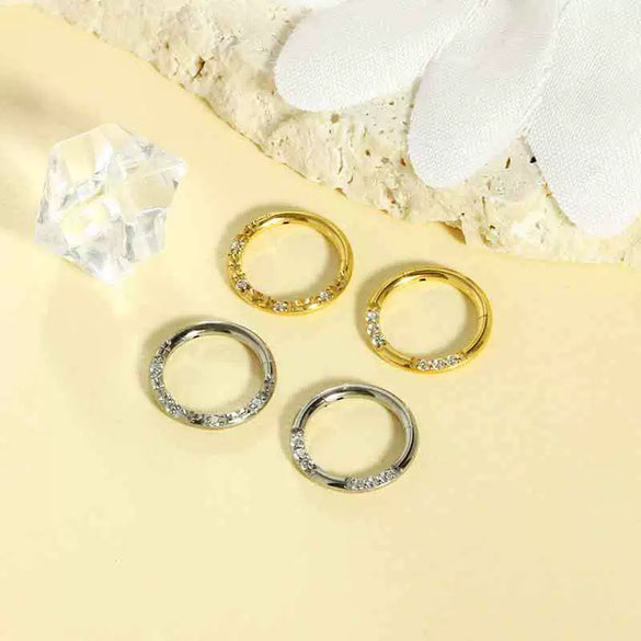 Wholesale Nose Ring G23 Titanium Geometric Style Set With Diamonds