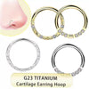 Wholesale Nose Ring G23 Titanium Geometric Style Set With Diamonds
