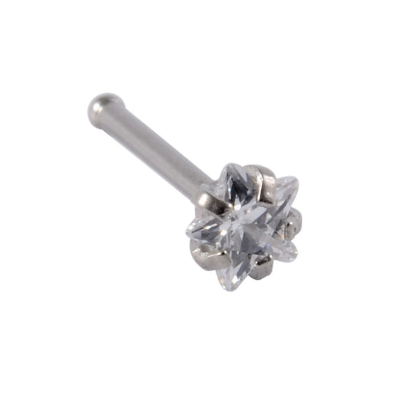 Wholesale Nose Ring Stainless Steel Zircon Clawshaped Fivestar Heart Sshaped Lshaped Straight Rod Electroplated