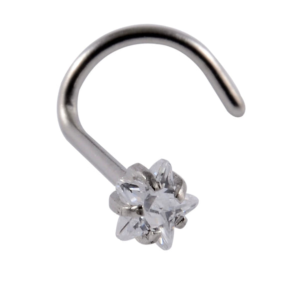 Wholesale Nose Ring Stainless Steel Zircon Clawshaped Fivestar Heart Sshaped Lshaped Straight Rod Electroplated