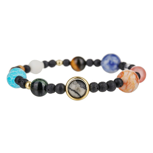 Wholesale Obsidian Beaded Bracelet Handmade Geometric Style Volcanic Stone Unisex