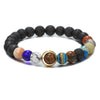 Wholesale Obsidian Beaded Bracelet Handmade Geometric Style Volcanic Stone Unisex