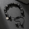 Wholesale Obsidian Beaded Bracelet Handmade Geometric Style Volcanic Stone Unisex