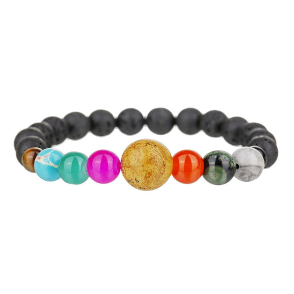 Wholesale Obsidian Beaded Bracelet Handmade Geometric Style Volcanic Stone Unisex