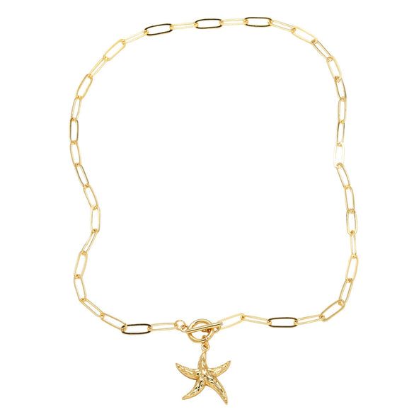 Wholesale Ocean Scenery Starfish Clavicle Chain Necklace Copper Geometric Electroplated