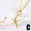 Wholesale Ocean Scenery Starfish Clavicle Chain Necklace Copper Geometric Electroplated