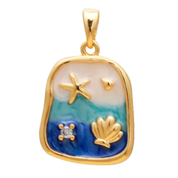 Wholesale Ocean Series Copper Jewelry With Starfish Octopus Animal Zodiac Wave Pattern And Oil Dripping Design For Women