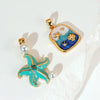 Wholesale Ocean Series Copper Jewelry With Starfish Octopus Animal Zodiac Wave Pattern And Oil Dripping Design For Women