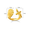 Wholesale Ocean Series Stainless Steel Starfish Shell Ring Jewelry With Electroplating