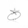 Wholesale Ocean Series Stainless Steel Starfish Shell Ring Jewelry With Electroplating