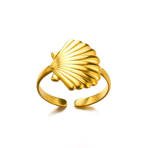 Wholesale Ocean Series Stainless Steel Starfish Shell Ring Jewelry With Electroplating