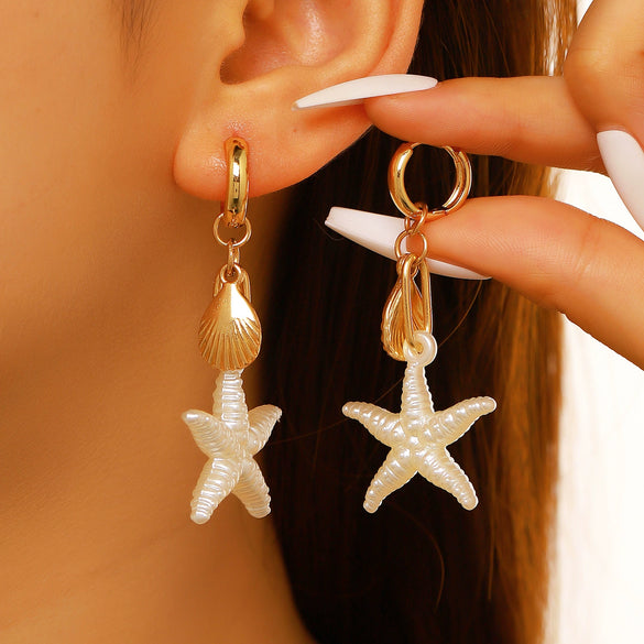 Wholesale Ocean Style Animal Zodiac Alloy Earrings 14K Gold Plated For Women