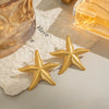 Wholesale Ocean Style Starfish Women's Jewelry Accessories Earrings And Ring In Stainless Steel With Geometric Shape And Electroplating Design