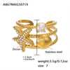Wholesale Ocean Style Zircon Ring 316L Stainless Steel Star Starfish Octopus Jewelry
