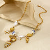 Wholesale Ocean Themed Ins Style Ceramic Conch And Starfish Stainless Steel Pendant Necklace Electroplated With 18K Gold For Women