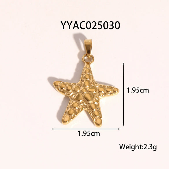 Wholesale Ocean Wind Jewelry Accessories Stainless Steel Pendant With Starfish And Love Design Classic Pattern Vacuum Real Gold Electroplating In Pvd Furnace