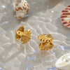 Wholesale Oceanstyle Shell Earrings Geometric Striped Texture Titanium Steel Jewelry Pvd Vacuum Real Gold Electroplating