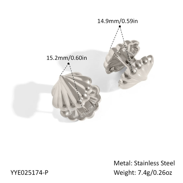 Wholesale Oceanstyle Shell Earrings Geometric Striped Texture Titanium Steel Jewelry Pvd Vacuum Real Gold Electroplating