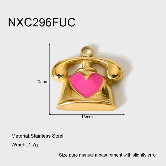 Wholesale Oil Drip Style Envelope Puppy Pattern Stainless Steel Phone Holder Pendant Jewelry Accessories 18K Gold Plated