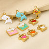 Wholesale Oil Drip Style Envelope Puppy Pattern Stainless Steel Phone Holder Pendant Jewelry Accessories 18K Gold Plated