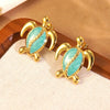 Wholesale Oil Dripping Animal Turtle Earrings Stainless Steel Jewelry For Women