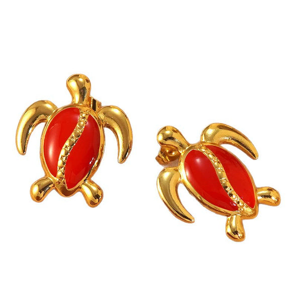 Wholesale Oil Dripping Animal Turtle Earrings Stainless Steel Jewelry For Women