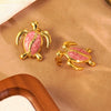 Wholesale Oil Dripping Animal Turtle Earrings Stainless Steel Jewelry For Women