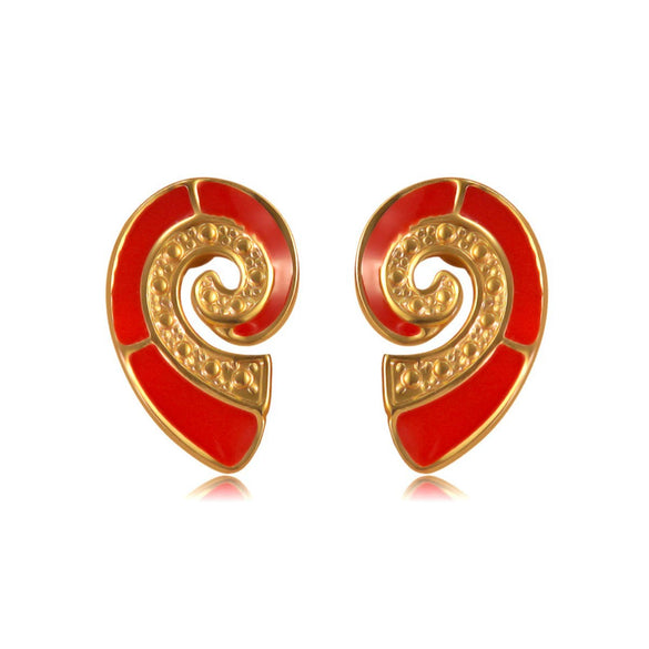 Wholesale Oil Dripping Conch Earrings For Women In Creamy Sweet Girl Style With Animal Zodiac Pattern Made Of 304 Stainless Steel