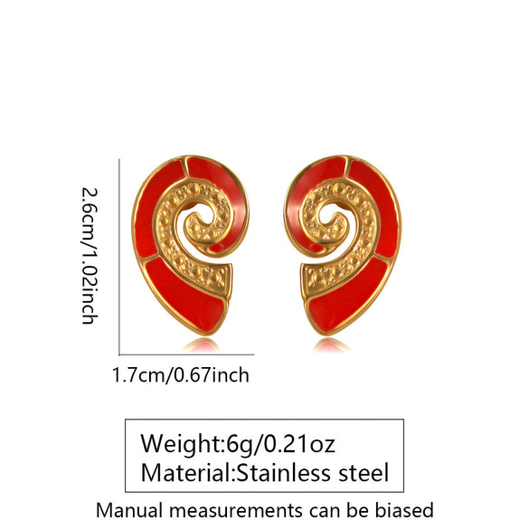 Wholesale Oil Dripping Conch Earrings For Women In Creamy Sweet Girl Style With Animal Zodiac Pattern Made Of 304 Stainless Steel