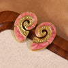 Wholesale Oil Dripping Conch Earrings For Women In Creamy Sweet Girl Style With Animal Zodiac Pattern Made Of 304 Stainless Steel