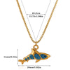 Wholesale Oil Dripping Process Gold Electroplated Stainless Steel Fish Pendant Cross Chain Necklace For Men And Women