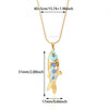 Wholesale Oil Dripping Process Gold Electroplated Stainless Steel Fish Pendant Cross Chain Necklace For Men And Women