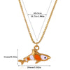 Wholesale Oil Dripping Process Gold Electroplated Stainless Steel Fish Pendant Cross Chain Necklace For Men And Women
