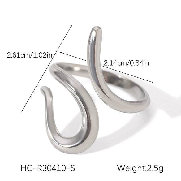 Wholesale Oil Drop Open Ring Titanium Steel Geometric Asymmetrical Hand Jewelry For Women