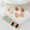 Wholesale Oil Drop Shaped Geometric Stainless Steel Electroplated Earrings For Women