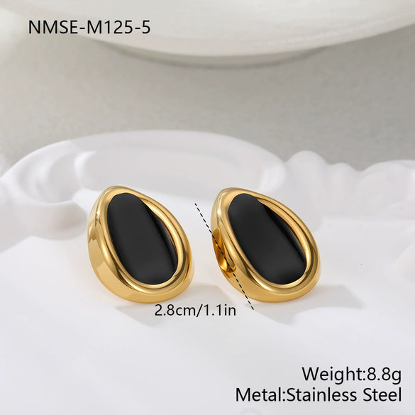 Wholesale Oil Drop Shaped Geometric Stainless Steel Electroplated Earrings For Women