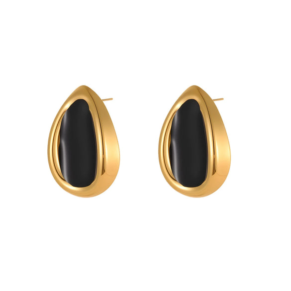 Wholesale Oil Drop Shaped Geometric Stainless Steel Electroplated Earrings For Women