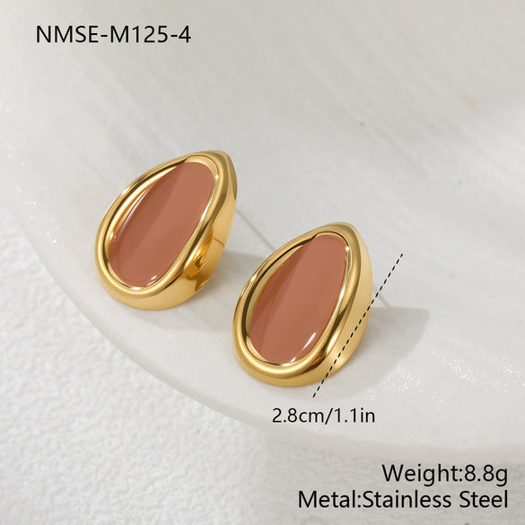 Wholesale Oil Drop Shaped Geometric Stainless Steel Electroplated Earrings For Women