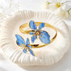 Wholesale Oildrip Floral Open Double Flower Alloy Bracelet With Electroplating Design