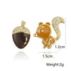 Wholesale Oildrip Zircon Animal Squirrel Pine Cone Earrings Copper Plated Geometric Style