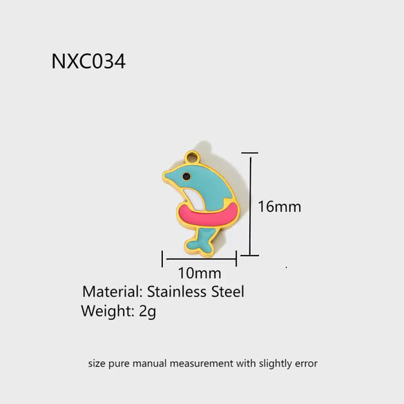 Wholesale Oildripping Scallop Dolphin Flamingo Return Pattern Stainless Steel Pendant Jewelry Accessories
