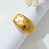 Wholesale Old Money Style Stainless Steel Geometric Wide Band Ring With Gold Plating