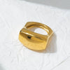 Wholesale Old Money Style Stainless Steel Geometric Wide Band Ring With Gold Plating