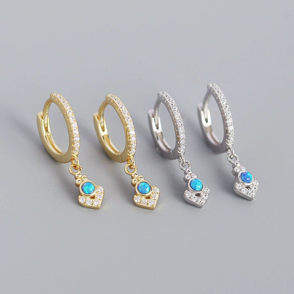 Wholesale Opal Earrings 925 Silver Geometric Light Luxury Style Electroplated