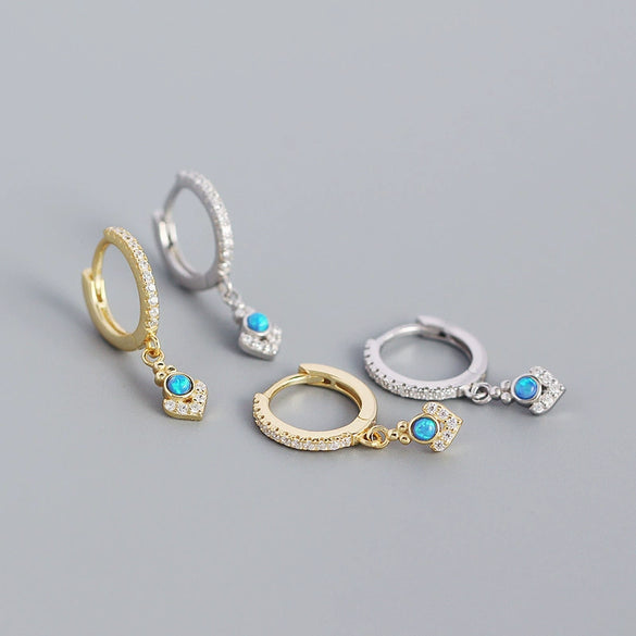 Wholesale Opal Earrings 925 Silver Geometric Light Luxury Style Electroplated