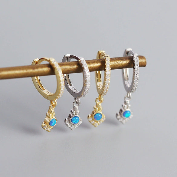 Wholesale Opal Earrings 925 Silver Geometric Light Luxury Style Electroplated