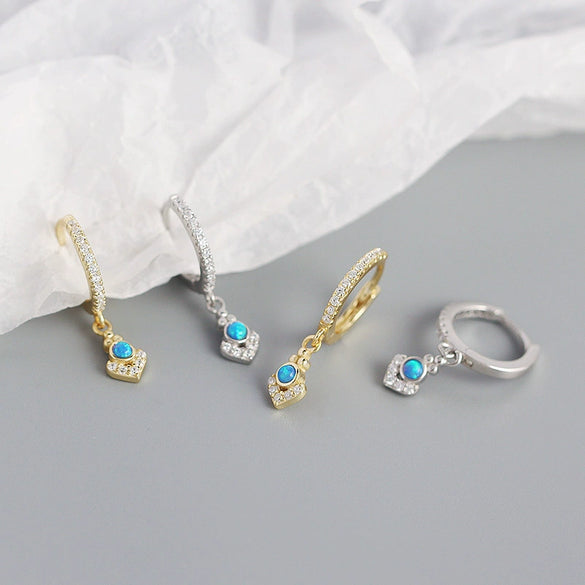 Wholesale Opal Earrings 925 Silver Geometric Light Luxury Style Electroplated