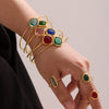 Wholesale Open Bracelet Made Of Stainless Steel And Czech Imported Glass With Geometric Design And Electroplating Process